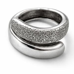 Vintage 2000s Italian Sterling Silver Modernist Bypass Ring – Stardust Finish